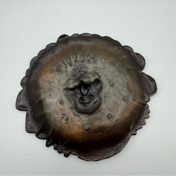 Vintage K & O Native American  Indian Chief Head  Pin Tray Ash Tray Metal - Picture 3 of 8